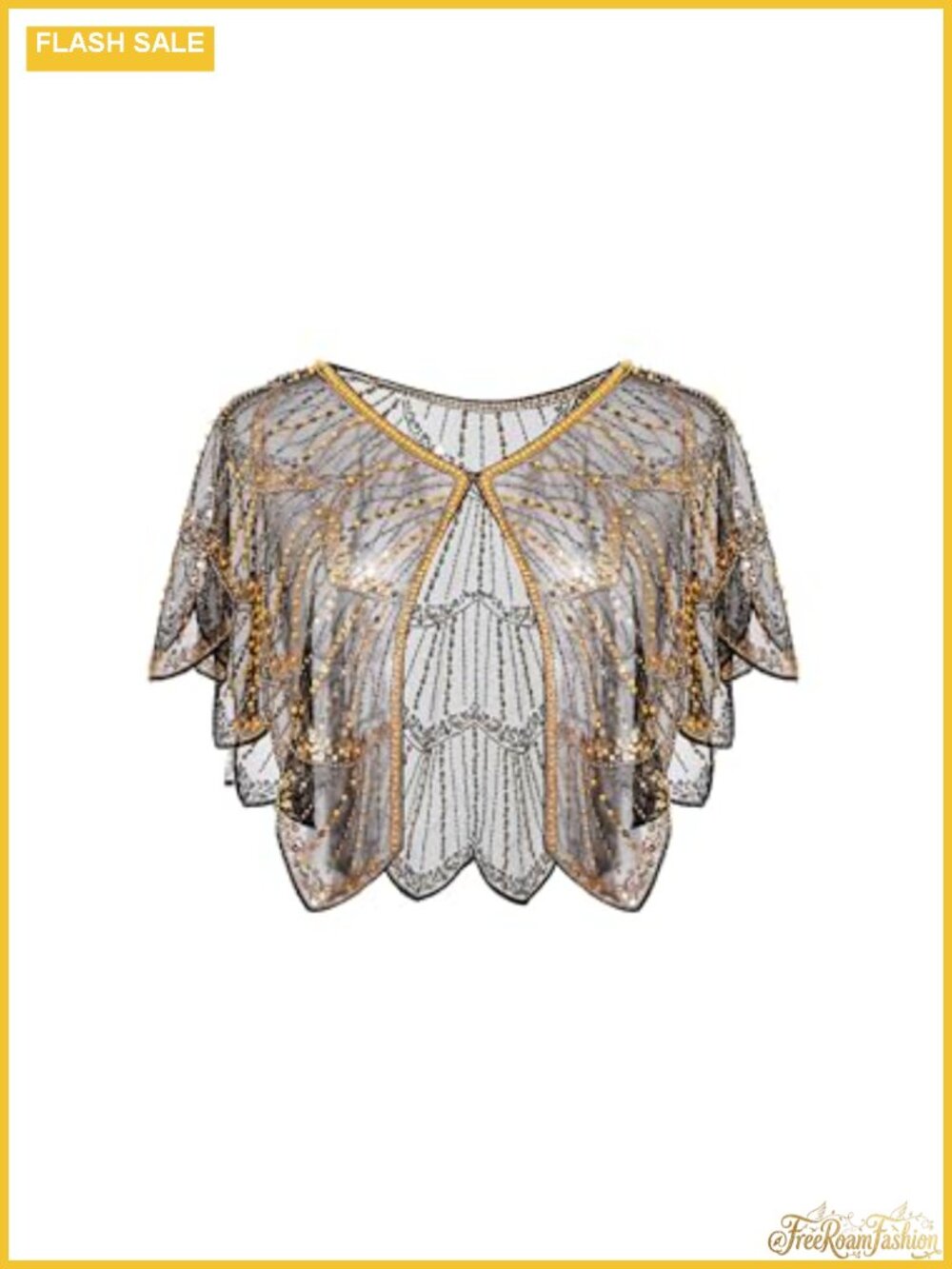 1920s Beaded Sequin Shawl Wrap Evening Cape Cover Up Gatsby